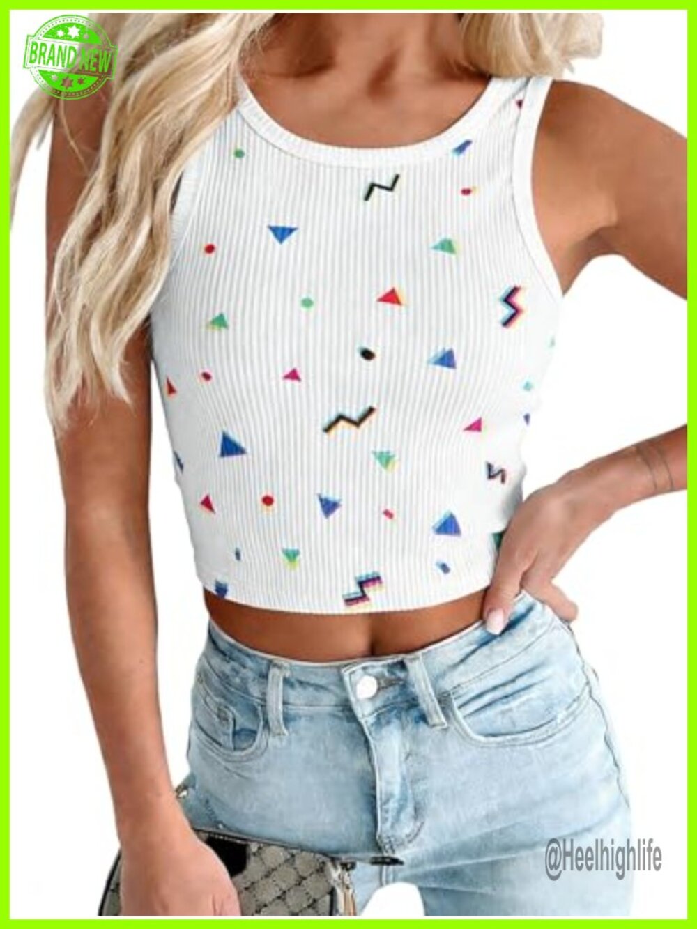 Women's Crop T-Shirt Retro 80s 90s Short Sleeve Crew Neck